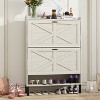 TiranisuBest Shoe Storage Cabinet with 2 Flip Drawers, Slim Wooden Freestanding Shoe Organizer with Shelf for Entryway Hallway–Holds 24 Pairs, Black - 4 of 4