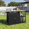 LunaLulinlk Outdoor Kitchen Island, Kitchen Storage Island, Cooking Station, Outdoor Grill Cart with Foldable Side Tabletop - 4 of 4