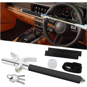 TruAIR Universal Retractable Car Steering Wheel Lock with Keys - 1 of 4