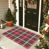 Lomsoe Christmas Plaid Outdoor Flannel Mat Front Door Mat Outside Entrance Non-Slip Washable Holiday Red Green Mat - 2 of 4