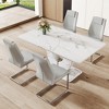 5-Piece Dining Set with Marble Pattern Table and 4 PU Armless Chairs - 2 of 4