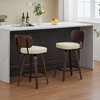 SKRAN Counter Stools Set of 2, 26 inch Swivel Counter Height Bar Stools with Walnut Back,Upholstered PU Leather, Bentwood Legs - 4 of 4