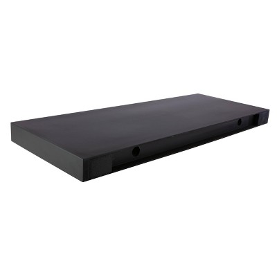 Black MDF Floating Shelf with Touch-Activated LED Light, 24-Inch