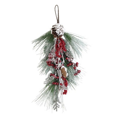 Northlight 28" Festive Red Berries, Pine Cones and Greenery Artificial Christmas Door Swag
