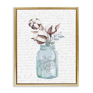 Stupell Industries Handmade Soap Jar & Cotton Flower Floating Frame Canvas Art - 1 of 4