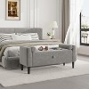 Storage Ottoman Bench, Entryway Shoe Bench, Upholstered End-of-Bed Storage Chest, Storage Stool with Rolled Armrests & Wood Legs for Hallway - 3 of 4