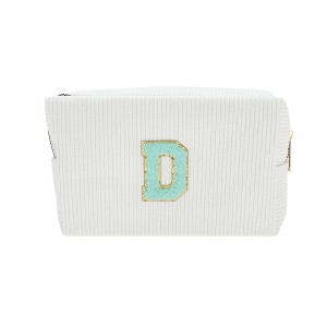 Unique Bargains Portable Corduroy Rectangular Letter Makeup Bag White 1 Pc - 1 of 4