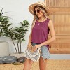 Women's Round Neck Sleeveless Fashion Tank Top - Loose Ribbed Design - 4 of 4