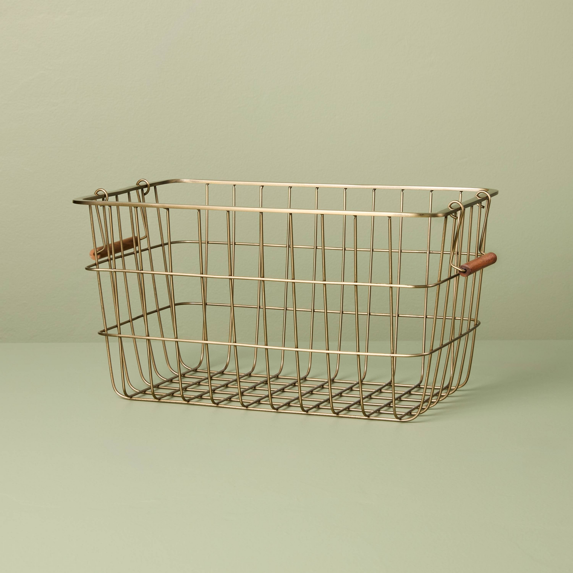 Small Rectangular Brass Wire Storage Basket - Hearth & Hand™ with Magnolia