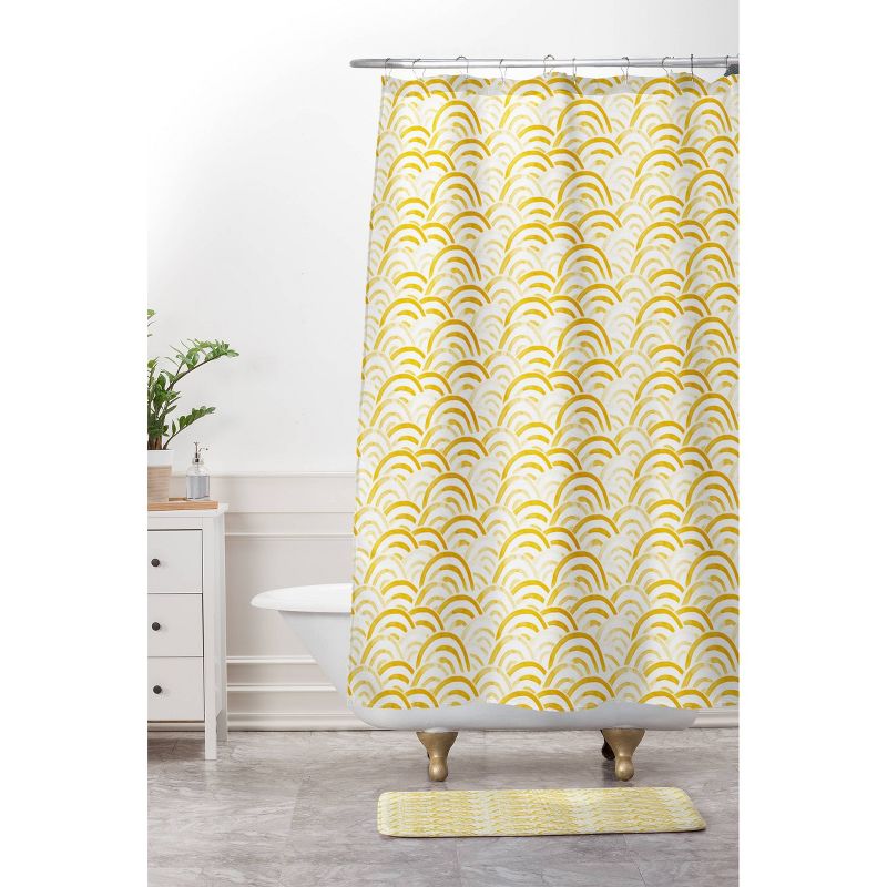 Watercolor Rainbows Gold Shower Curtain - Deny Designs, 4 of 5