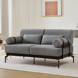 JUJABU 59" Modern Loveseat Sofa with USB Charging Ports and Unique Cylindrical Armrests for Living Room - 1 of 4