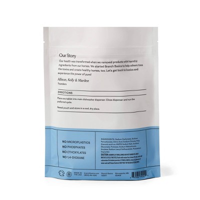 Branch Basics Fragrance-Free Dishwasher Tablets - 38ct: Dye-Free, Sulfate-Free, Removes Grease, Multi-Surface
