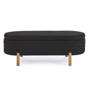 GlasFlength Ottomans and Benches Portable Oval Storage Bench with Rubber Wood Legs Fashion Design for Living Spaces, Black, 46.65"*18.11"*7.88" - 1 of 4