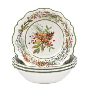 Certified International Set of 4 28oz Winters Forest Melamine All Purpose Bowls - 1 of 4