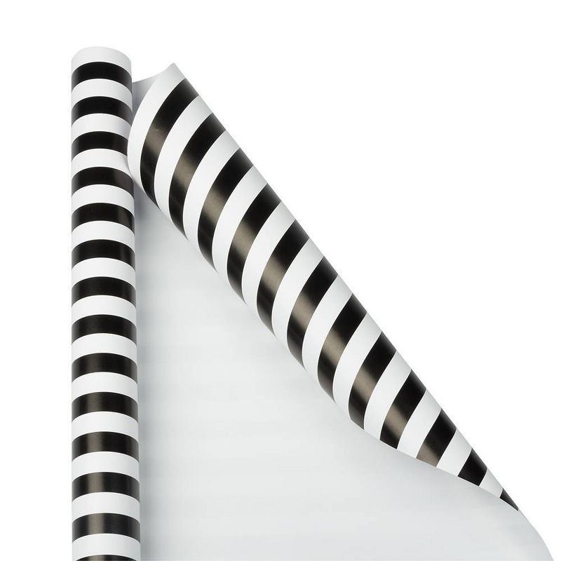 JAM Paper &#38; Envelope 2ct Striped Gift Wrap Rolls Black/White, 4 of 7