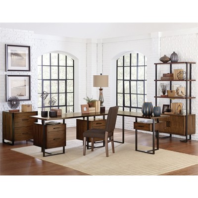 Walnut and Black Reversible Writing Desk with Drawer