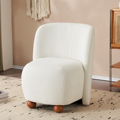 Grungis 25" Wide Modern Low Back Accent Chair,Armless Chair with Pine Wood Feet,Accent Chair for Bedroom,Reading Room,Office