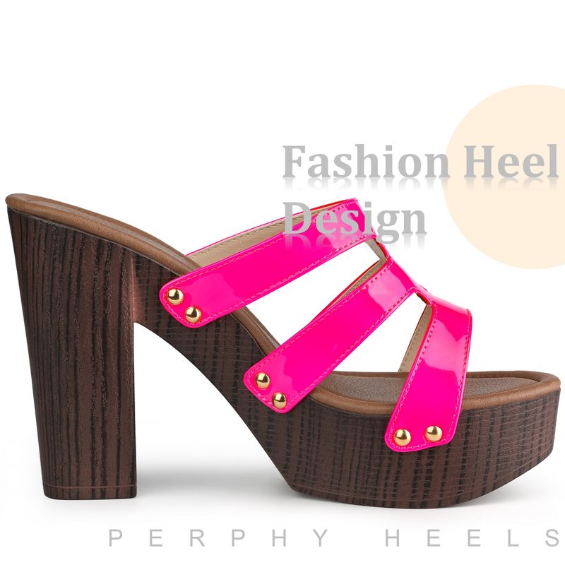Perphy Women's Platform Open-Toe Chunky Heels Slide Sandals, 4 of 5