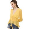 Allegra K Women's Deep V Neck Chiffon Swiss Dots Ruffle Hem Long Sleeve Peplum Shirt - 4 of 4