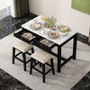 3-Piece/5-Piece  Versatile Bar Table Set Dining Set with Storage Drawers and Padded Stools, Faux Marble-ModernLuxe - 2 of 4