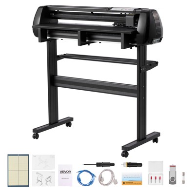 VEVOR Vinyl Cutter Machine, 34 inch Max Feed Width, Dual Blades, Adjustable Force and Speed, LED Display,Compatible with Windows and macOS,Black