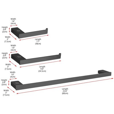 Matte Black Stainless Steel 3-Piece Bathroom Hardware Set