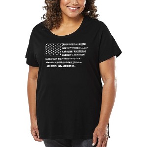 LA Pop Art Women's Word Art T-shirt - Glory Hallelujah Flag - 1 of 4