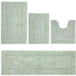 Lux Premium 100% Cotton Tufted Solid Reversible 4 Piece Bath Rug Set – Ultra-Soft, Water-Absorbent, Durable, Machine Washable Bathroom Rug - 1 of 4
