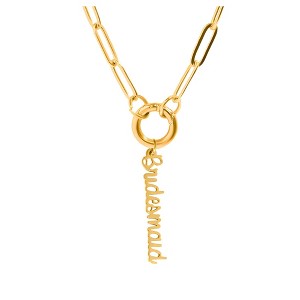 Paperclip Link Chain Charm Holder Necklace With Bridesmaid Charm for Women Stainless Steel 18-20" Ginger Lyne Collection - 1 of 4