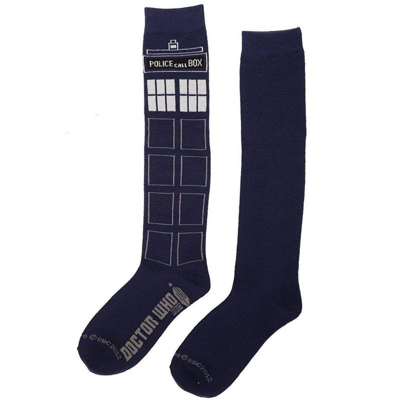 Everything Legwear Doctor Who Women's Sock Blue Tardis Knee High Socks, 1 of 2