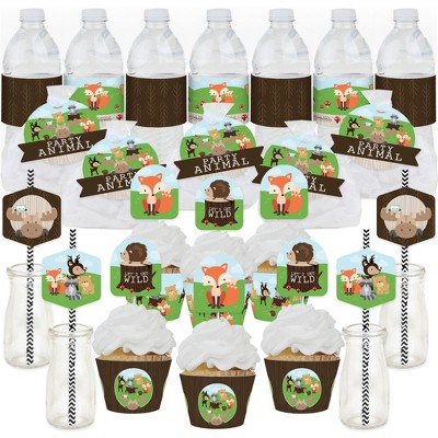 Big Dot of Happiness Woodland Creatures - Baby Shower or Birthday Party Favors and Cupcake Kit - Fabulous Favor Party Pack - 100 Pieces