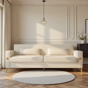 VASIP 85" Modern Beige Sofa - Upholstered 3-Seater with Metal Legs and Pillows, Minimalist style for Living Room,Office - 1 of 4