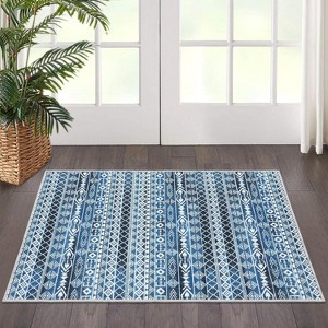 Modern Geometric Area Rug Plush Soft Wool Machine Washable Carpet, Non-Slip Large Rug for Living Room, Bedroom, Dining Room - 1 of 4