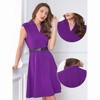 INSPIRE CHIC Women's V Neck Wear to Work Sleeveless Flare Knee Length Dresses - 2 of 4
