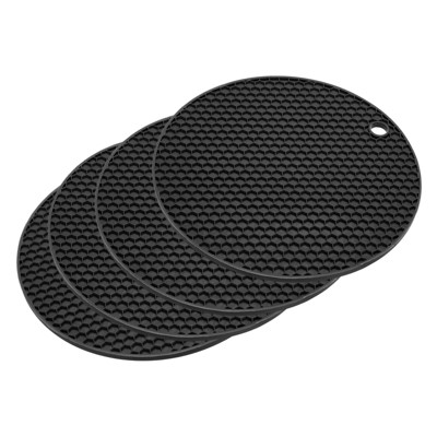 Unique Bargains Silicone Heat Resistant Non-slip Flexible Trivets 7.08" x 7.08” x 0.57" 4 Pcs