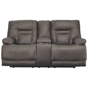 Wurstrow Power Reclining Loveseat with Console/Adjustable Headrest Smoke - Signature Design by Ashley, Grey