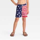 Boys' American Flag Printed Swim Shorts - Cat & Jack™ Navy Blue