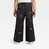 Toddler Girls' Embroidered Wide Leg Denim Pants - Cat & Jack™ Black - 2 of 4