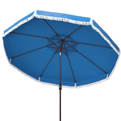 Pacific Blue 9ft Aluminum Fringe Crank Patio Umbrella