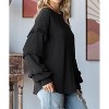 Coolmee Women's Blouse V Neck Long Sleeve Blouse Loose Ruffles Off Shoulder Waffle Knit Solid Color Tops Fall Tee Shirts - 4 of 4