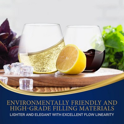 NutriChef 15oz Ultra-Thin Crystal Clear Stemless Wine Glasses Set