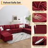 Living room modular sofa with storage and footstool, modern style, upholstered armrests, for apartments and offices, comfortable velvet, red - 4 of 4