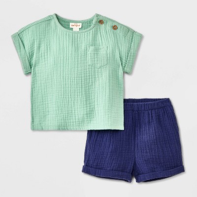 Baby Boys' 2pc Pocket Gauze Shorts Set - Cat & Jack™ Blue