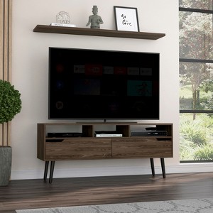FONTOI TV Stand for TV up to 60" with 3 Open Shelves&2 Drawers, Entertainment Center for Living Room, Brown, 15.3"*22.8"*53.9" - 1 of 4