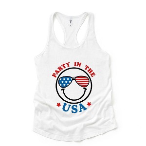 Simply Sage Market Women's Party In The USA Smiley Face Face Racerback Tank - 1 of 4