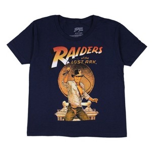 Seven Times Six Indiana Jones Boys' Raiders Of The Lost Ark Action Movie Poster T-Shirt Blue - 1 of 3
