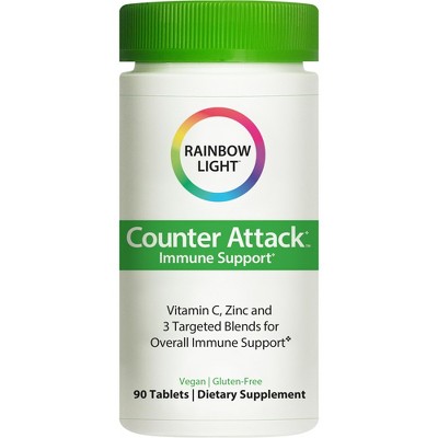 Rainbow Light Counter Attack, Adult Immune Support; Vitamin C, Zinc and 3 Targeted Blends for Overall Immune Support; Dietary Supplement; 90 Tablets*