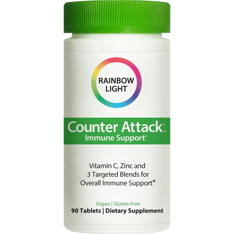 Rainbow Light Counter Attack, Adult Immune Support; Vitamin C, Zinc and 3 Targeted Blends for Overall Immune Support; Dietary Supplement; 90 Tablets*, 1 of 3
