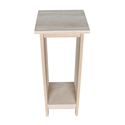 Unfinished Solid Parawood Mission Plant Stand with Shelf