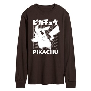 Men's - Pokémon - Pikachu Kanji Long Sleeve Graphic T-Shirt - 1 of 2
